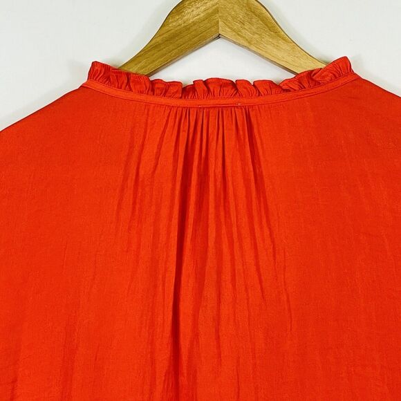 Joie Orange‎ Short Sleeve Ruffled Gathered Light Peasant Blouse Top Womens 3X - Picture 6 of 7